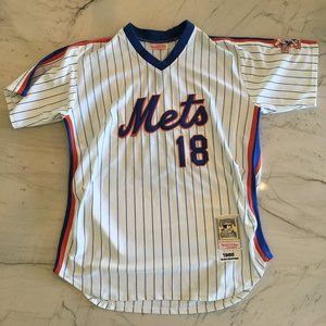 Mets Jersey, XL, White with Blue Pin Stripes